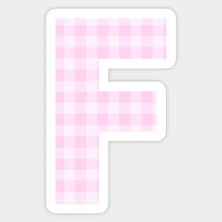 Pink Letter F in Plaid Pattern Background. Sticker
